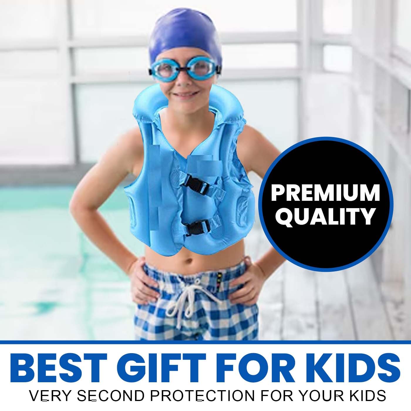 Kids Inflatable Swim Vest – Safe Floatation Jacket for Swimming Training, Pool & Beach Water Safety Aid for Children