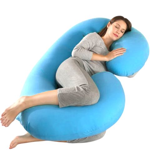 C Shape Pregnancy Pillow Blue – Full Body Maternity Sleeping & Support Pillow for Pregnant Women