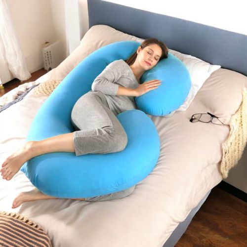 C Shape Pregnancy Pillow Blue – Full Body Maternity Sleeping & Support Pillow for Pregnant Women