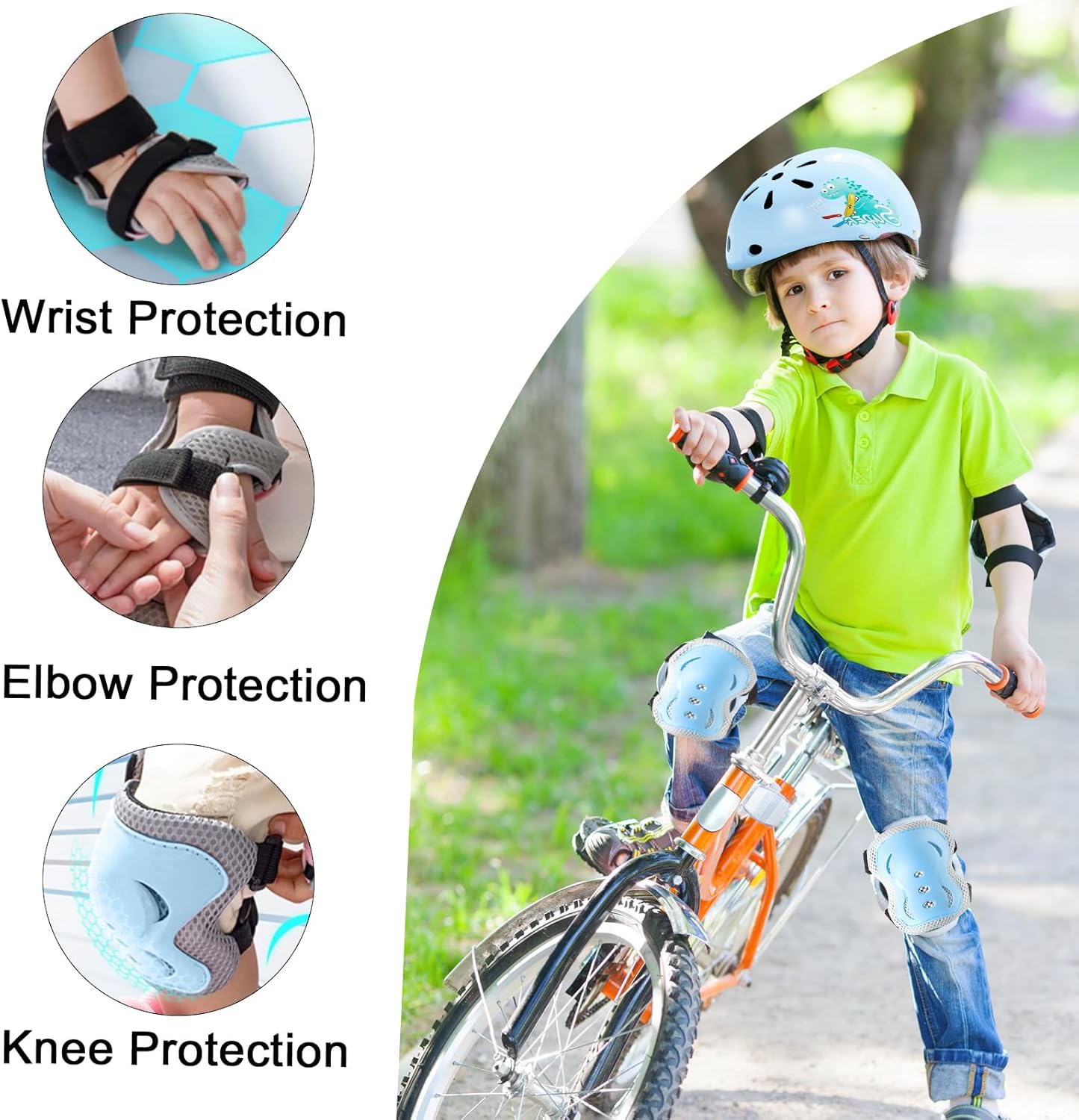 7 in 1 Cycling & Skating Protective Set – Helmet, Knee Pads, Elbow Pads & Wrist Guards Safety Gear Kit for Outdoor Sports