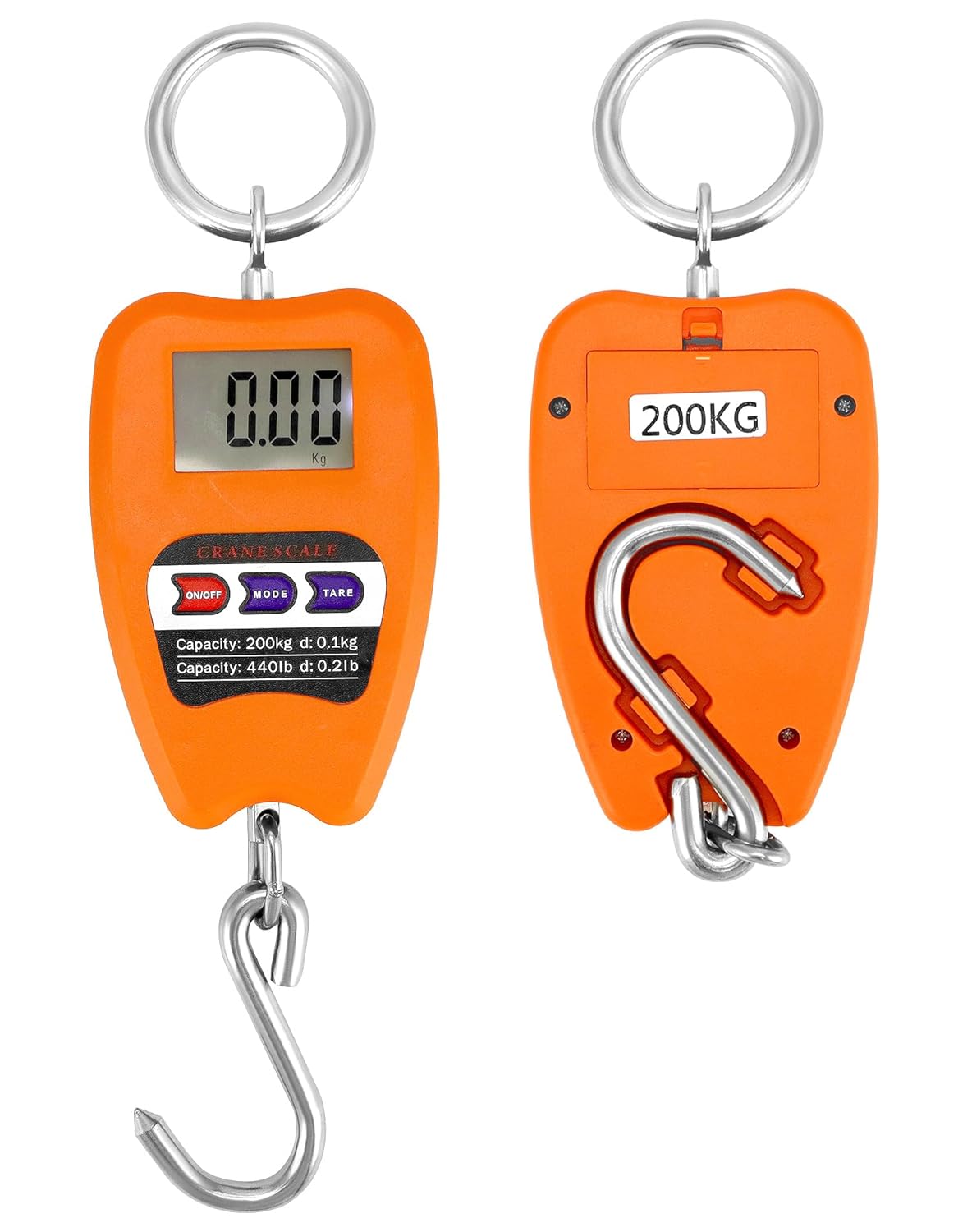 200KG Digital Hanging Scale with Accurate Sensors – Portable Mini Crane Scale with Hooks for Farm, Butchery, Fishing & Outdoor Weighing