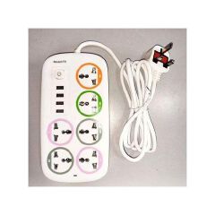 USB Port Extension Cable with Surge Protection – Multi Socket Power Extension with USB Charging Ports for Home & Office Use