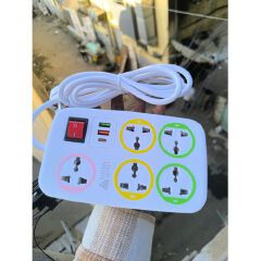 USB Port Extension Cable with Surge Protection – Multi Socket Power Extension with USB Charging Ports for Home & Office Use