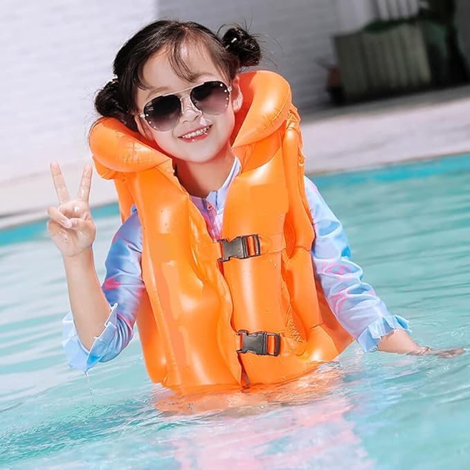 Kids Inflatable Swim Vest – Safe Floatation Jacket for Swimming Training, Pool & Beach Water Safety Aid for Children