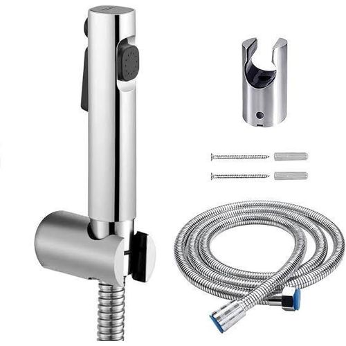 Scheffler Arabic Bidet Sprayer Shattaf Hand Shower Chrome – Toilet Washroom Spray Set with Hose & Holder Bathroom Hygiene Kit