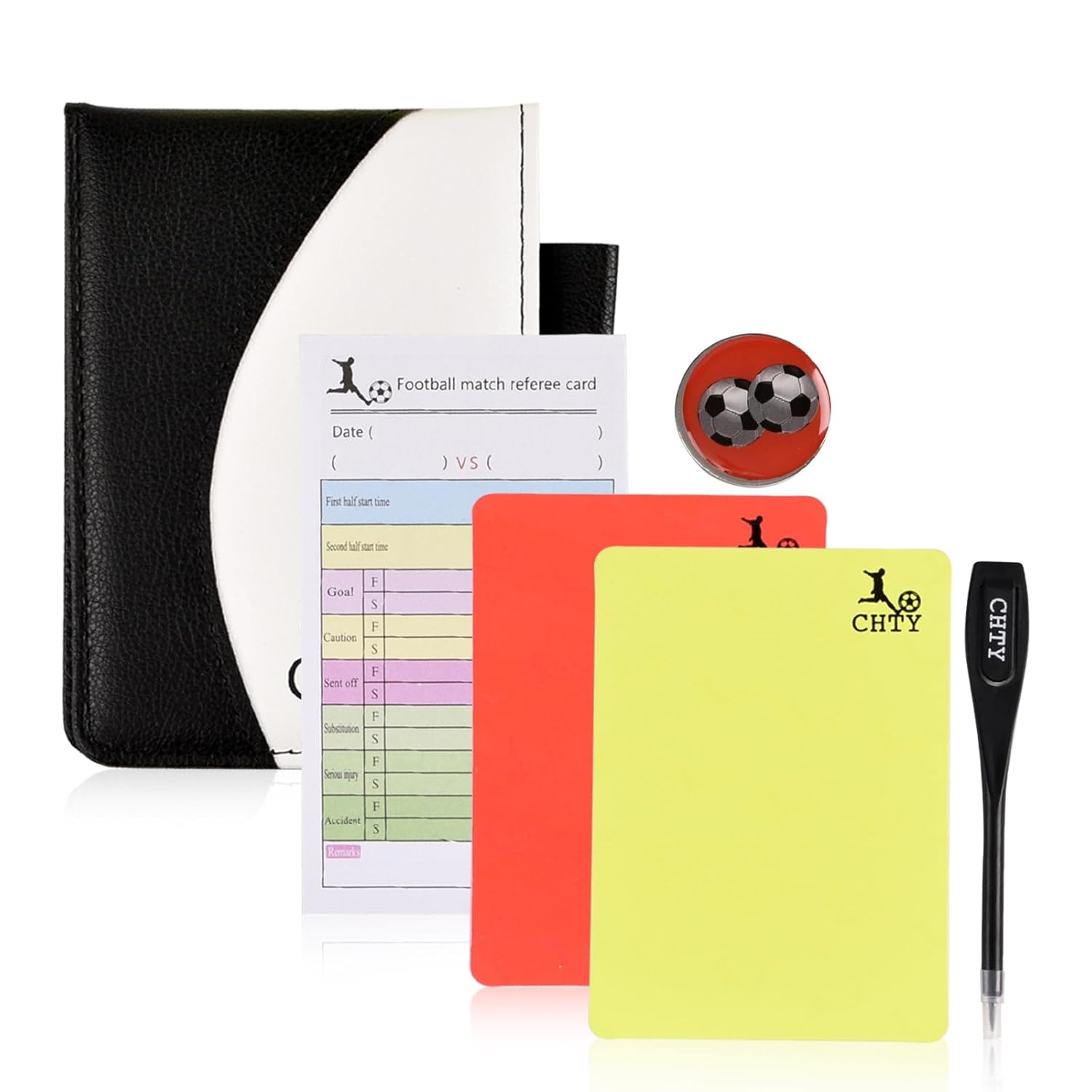 Football Referee Cards Set – Red & Yellow Cards with Pencil and Scorebook – Soccer Foul Card Kit for Match Officials, Coaches and Training Games