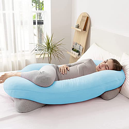 C Shape Pregnancy Pillow Blue – Full Body Maternity Sleeping & Support Pillow for Pregnant Women