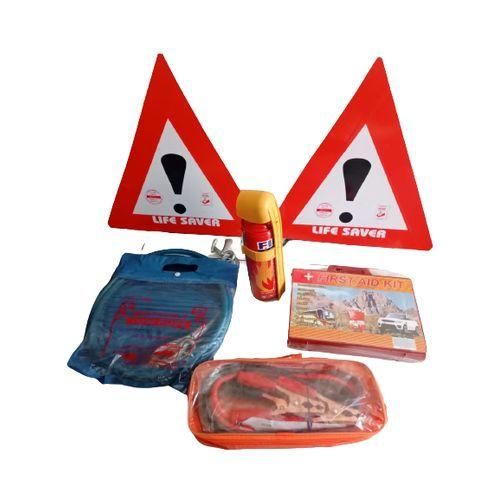 6-in-1 Car Emergency Kit – Roadside Safety Set Jump Starter, Warning Triangle, Tools & Safety Accessories for Vehicle Breakdown