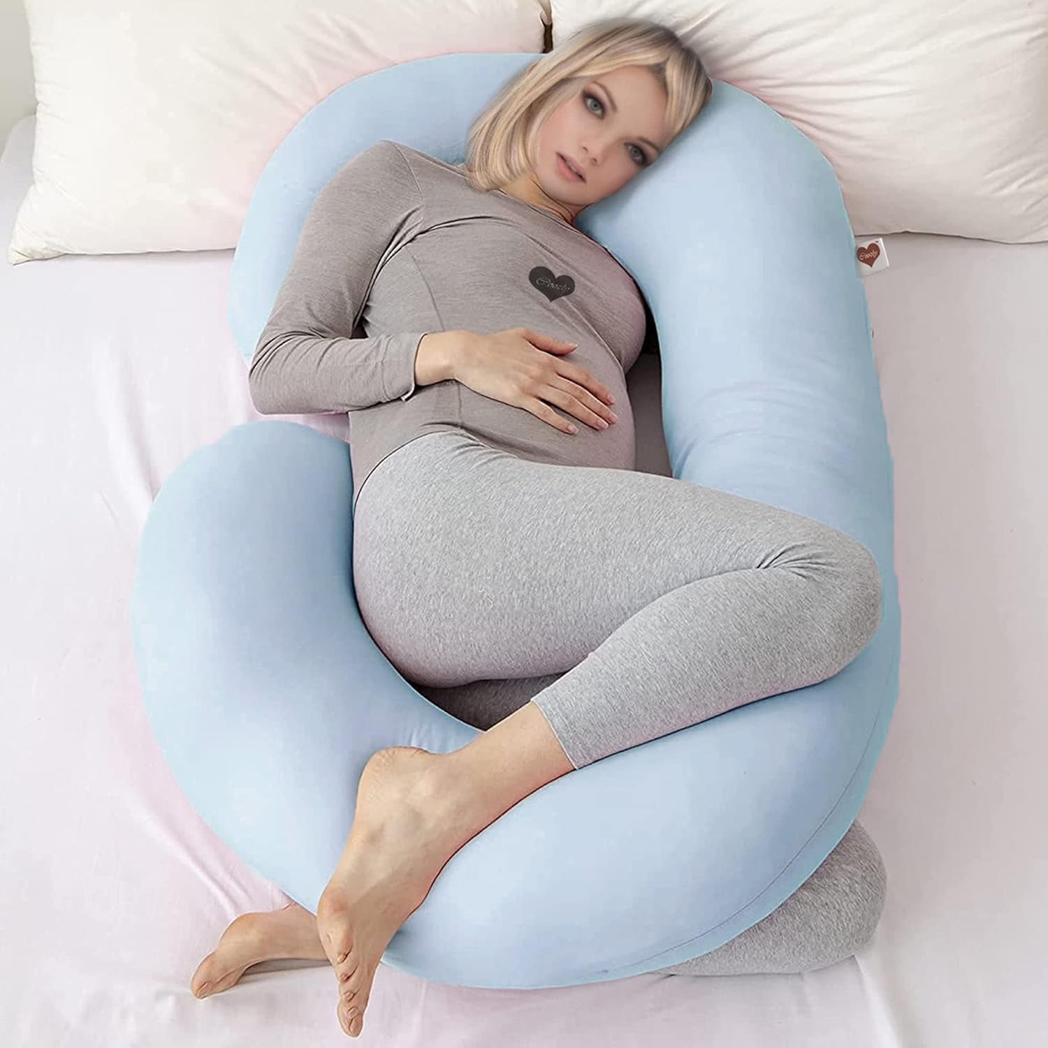 C Shape Pregnancy Pillow Blue – Full Body Maternity Sleeping & Support Pillow for Pregnant Women