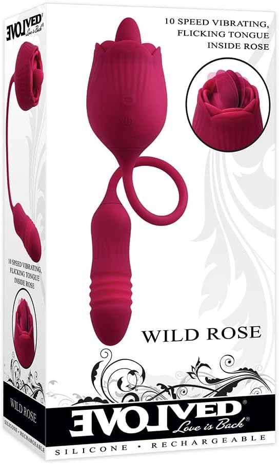2 in 1 Rose Toy Rechargeable Silicone Massager – 10 Speed Portable Personal Wellness Device Red view 3