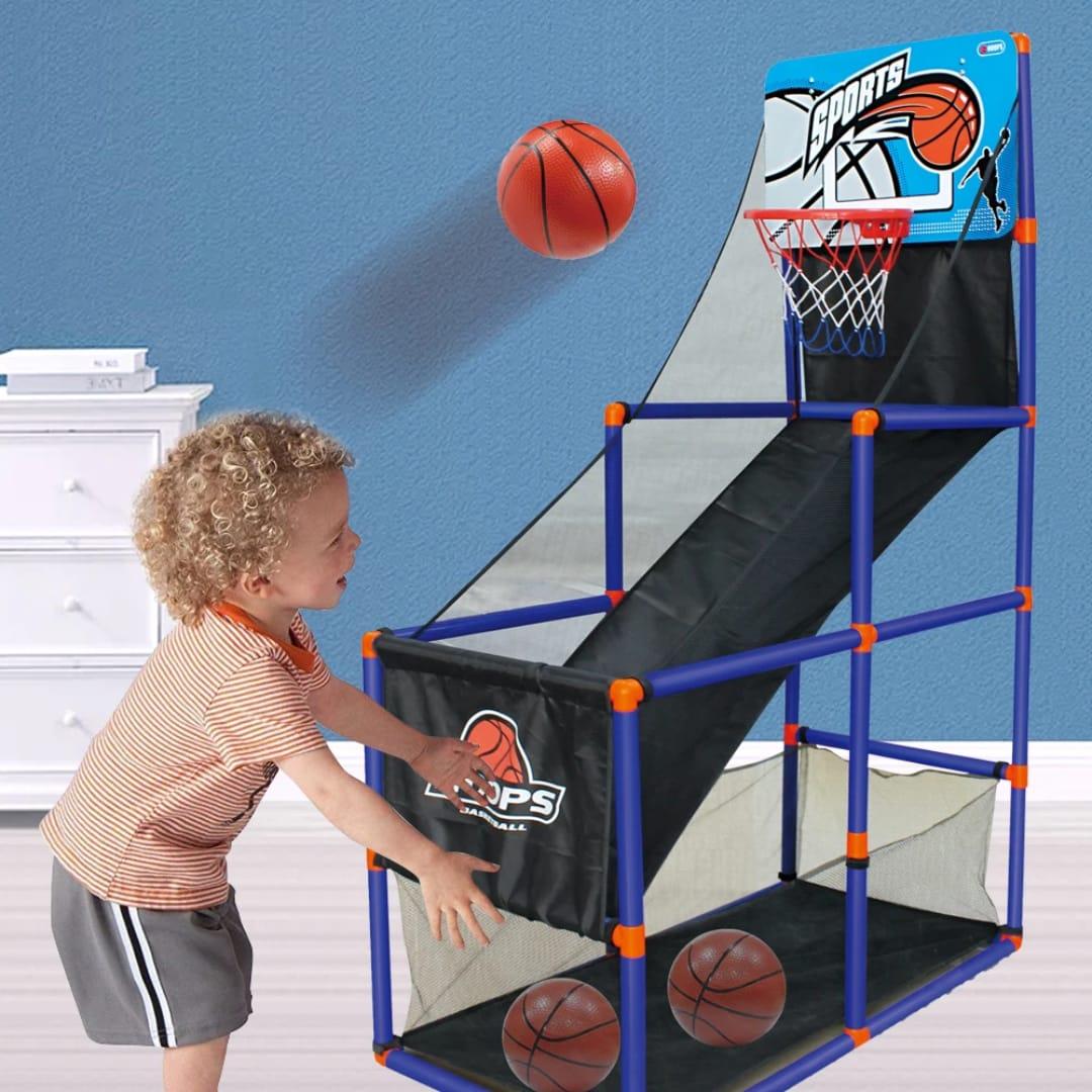 Kids Basketball Hoop Set Indoor Sports Toy – Adjustable Height Mini Basketball Game with Ball for Children Training Play