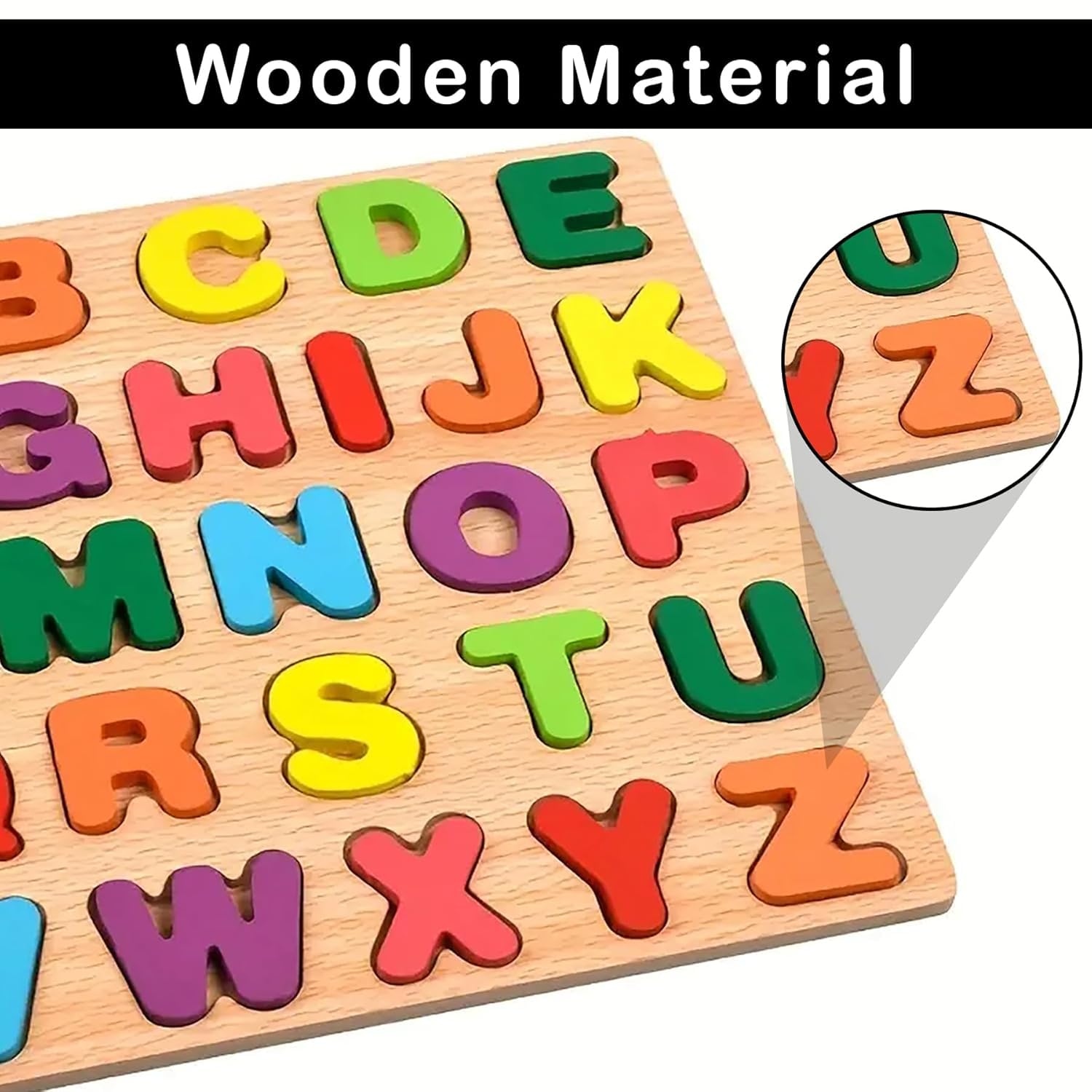 Wooden Alphabet Capital Letter Board – Educational Learning Toy for Kids Early Writing, Reading & Letter Recognition Practice