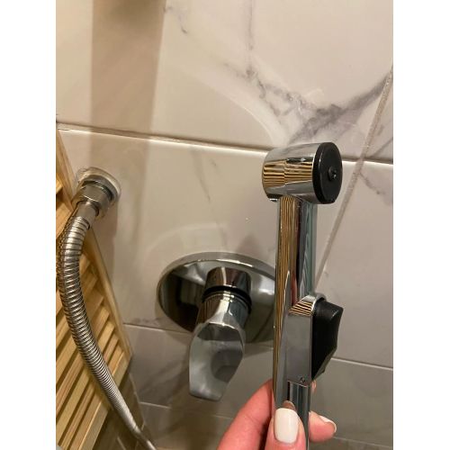 Scheffler Arabic Bidet Sprayer Shattaf Hand Shower Chrome – Toilet Washroom Spray Set with Hose & Holder Bathroom Hygiene Kit