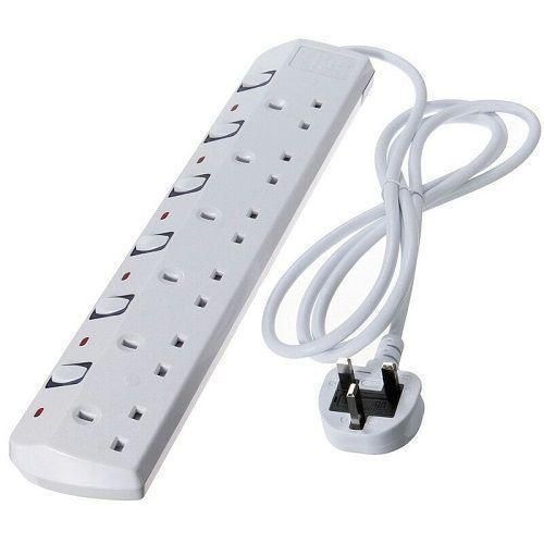 6 Way Extension Cable with Individual Switches – Multi Socket Power Extension Board for Home, Office & Electronics