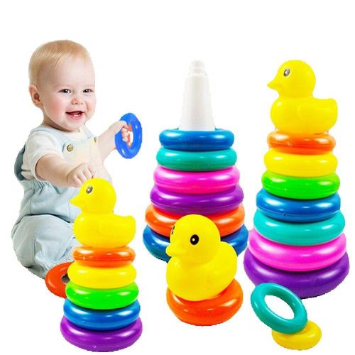 Rock-a-Stack Ring Stacking Toy – Infant Learning Educational Toy for Shape, Color Recognition & Early Motor Skills Development