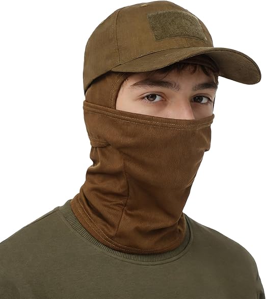 Balaclava and Tactical Cap Combo Set – Outdoor Face Mask & Military Style Cap for Protection-brown