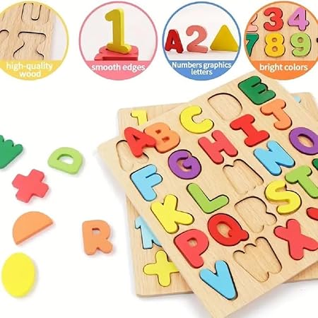 Wooden Alphabet Capital Letter Board – Educational Learning Toy for Kids Early Writing, Reading & Letter Recognition Practice
