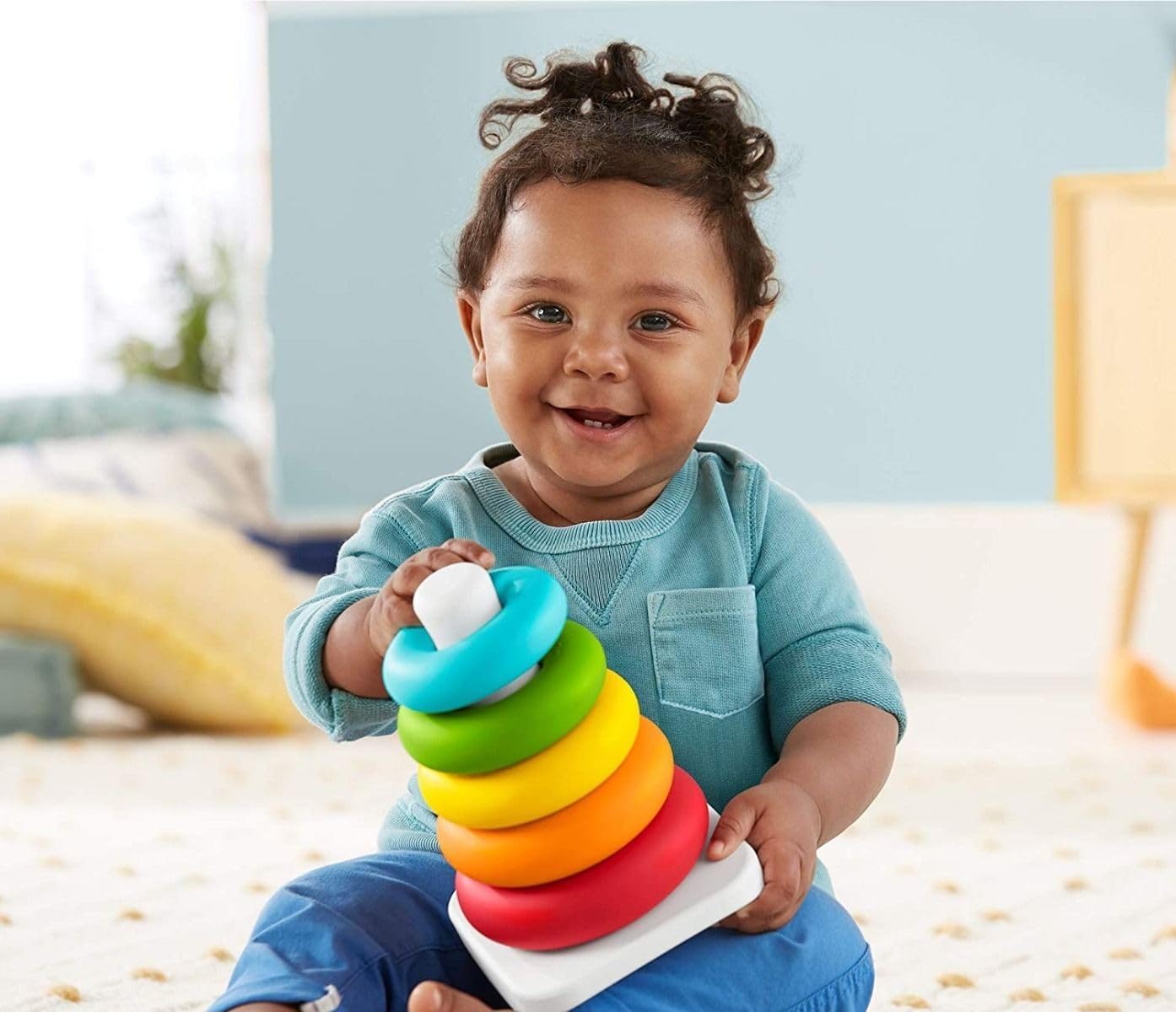 Rock-a-Stack Ring Stacking Toy – Infant Learning Educational Toy for Shape, Color Recognition & Early Motor Skills Development