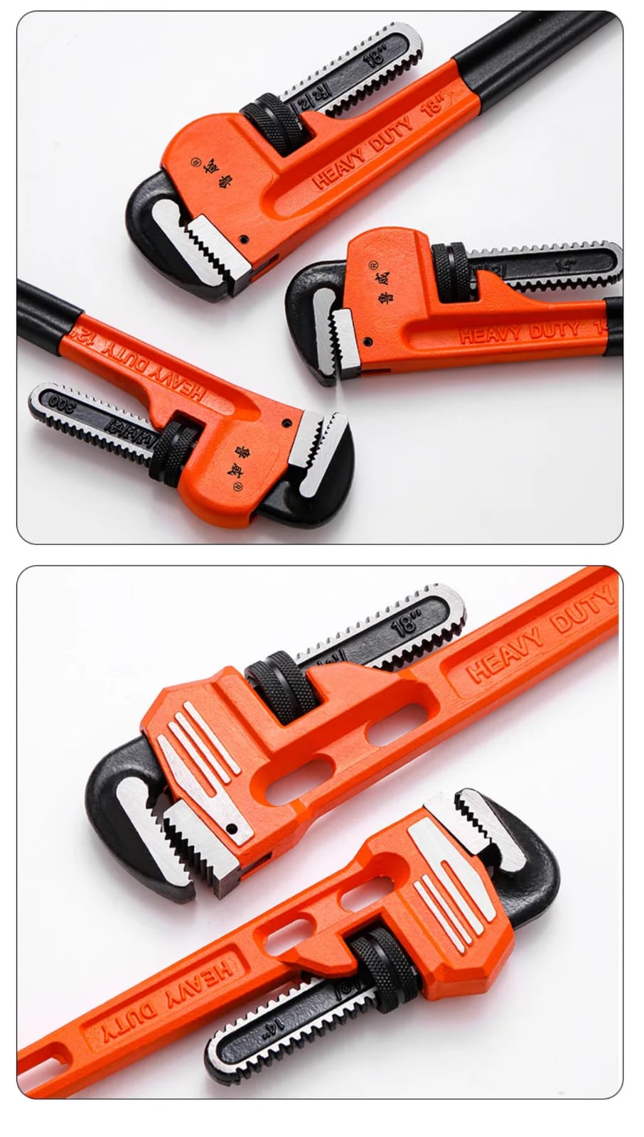 Heavy Duty Adjustable Pipe Wrench Professional Plumbing Tool for Water Gas Iron PVC Pipes