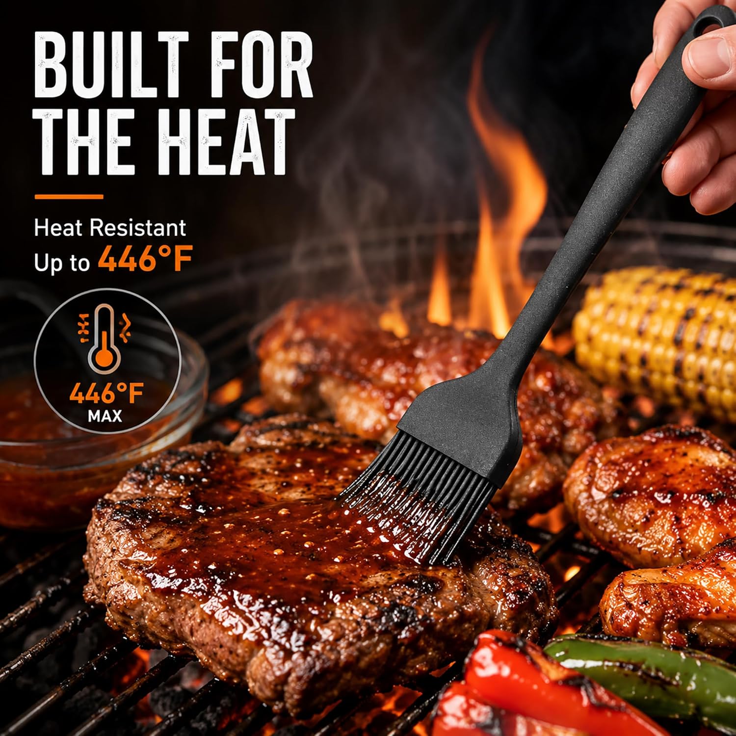 Silicone Pastry Brush, 2Pcs Kitchen Basting Brush for Baking Cooking Bbq Grill Spread Oil Butter Sauce Black