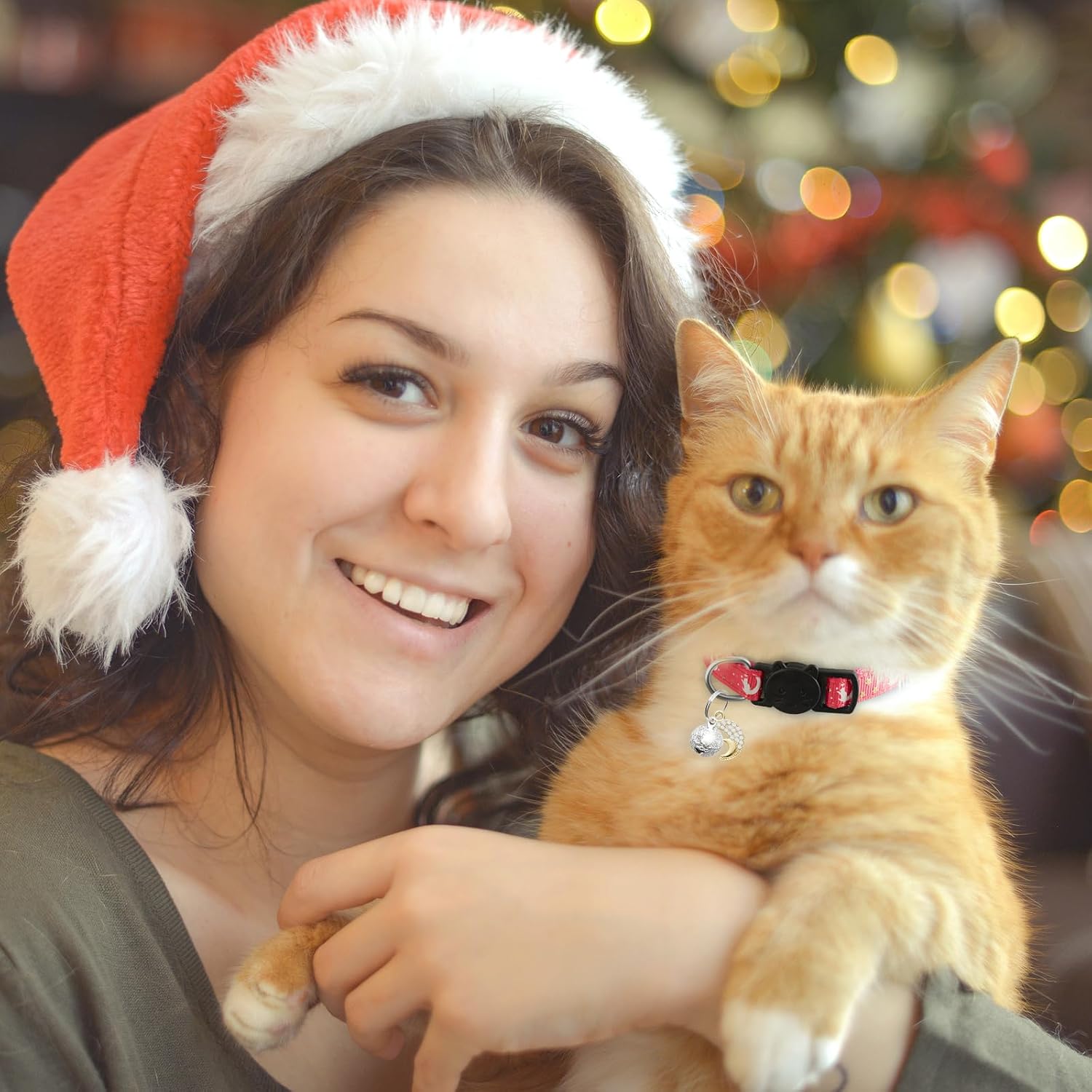 4 PCS Breakaway Cat Collars with Bell Moons Stars,Kitten Collar and Adjustable with Pendant Glow,Cute Kitty Collar for Girl Boy Cats,Pet Gifts,Accessories