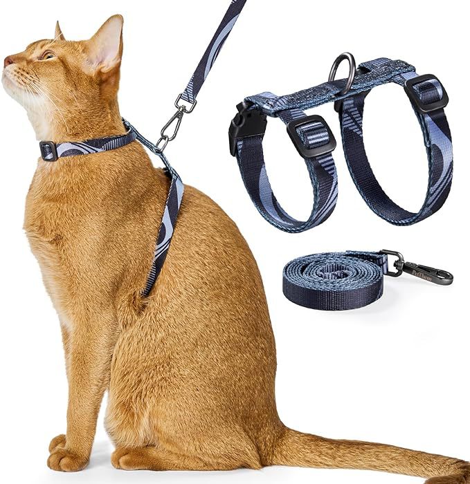 Adjustable Cat Harness and Leash Set Escape Proof | Comfortable Soft Lightweight, Use Safe & Easy, Walking Travel Kitten Harness for Small Medium Large Cats