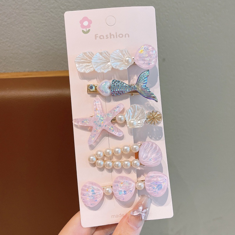 5PCS Kids Hair Clips Set – Mermaid Tail Hair Clips for Girls, Baby Side Clips, Princess Bangs Clamp, Flyaway Hair Holders, Toddler Hair Accessories
