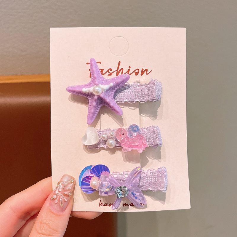 Children Hair Clip Set – 3Pcs Mermaid Tail & Princess Claw Clips, Baby Flyaway Hair Clip, Side Hair Clamps for Girls, Toddler Hair Accessories for Daily Use