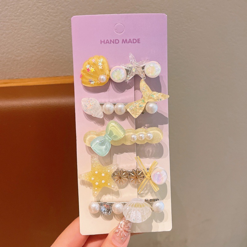 5PCS Kids Hair Clips Set – Mermaid Tail Hair Clips for Girls, Baby Side Clips, Princess Bangs Clamp, Flyaway Hair Holders, Toddler Hair Accessories