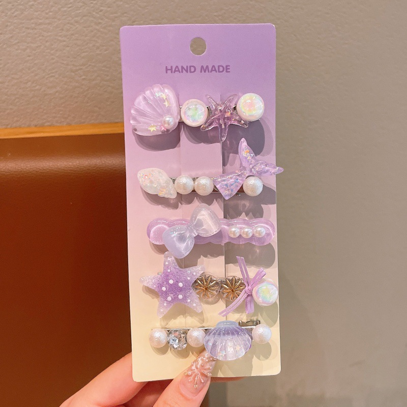 5PCS Kids Hair Clips Set – Mermaid Tail Hair Clips for Girls, Baby Side Clips, Princess Bangs Clamp, Flyaway Hair Holders, Toddler Hair Accessories