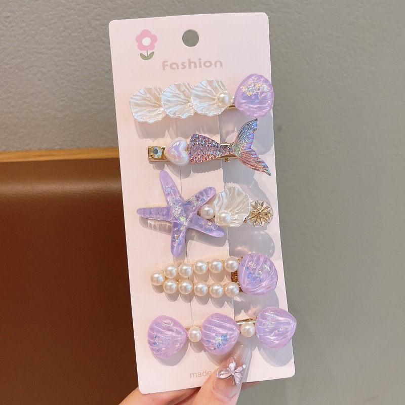 5PCS Kids Hair Clips Set – Mermaid Tail Hair Clips for Girls, Baby Side Clips, Princess Bangs Clamp, Flyaway Hair Holders, Toddler Hair Accessories