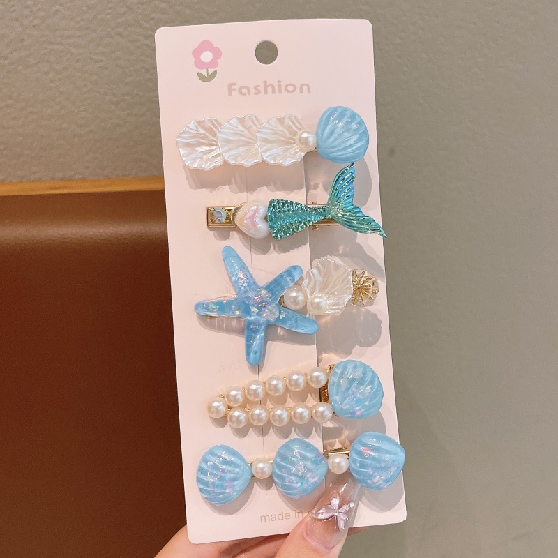 5PCS Kids Hair Clips Set – Mermaid Tail Hair Clips for Girls, Baby Side Clips, Princess Bangs Clamp, Flyaway Hair Holders, Toddler Hair Accessories