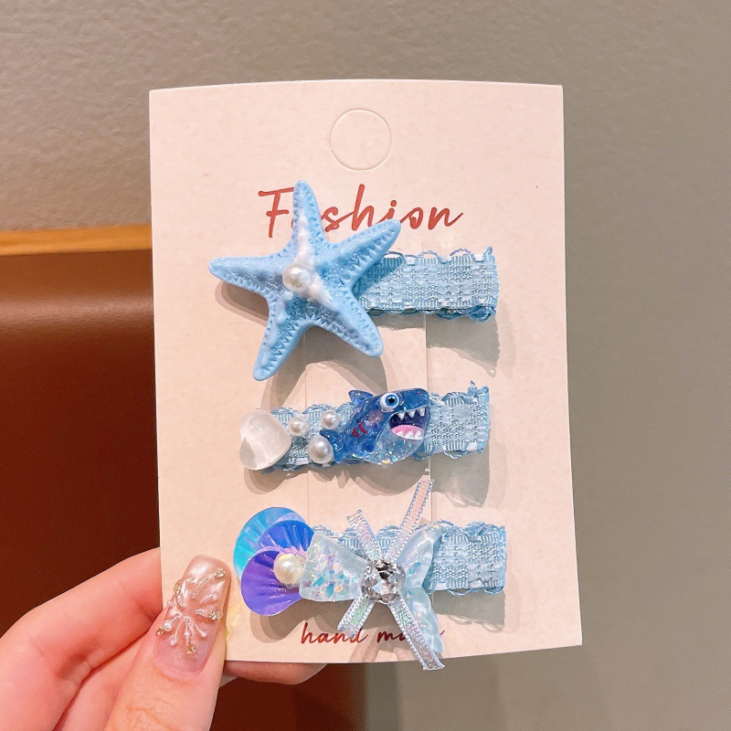Children Hair Clip Set – 3Pcs Mermaid Tail & Princess Claw Clips, Baby Flyaway Hair Clip, Side Hair Clamps for Girls, Toddler Hair Accessories for Daily Use