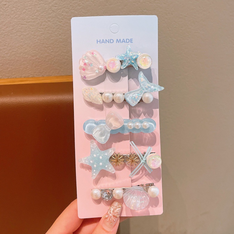 5PCS Kids Hair Clips Set – Mermaid Tail Hair Clips for Girls, Baby Side Clips, Princess Bangs Clamp, Flyaway Hair Holders, Toddler Hair Accessories