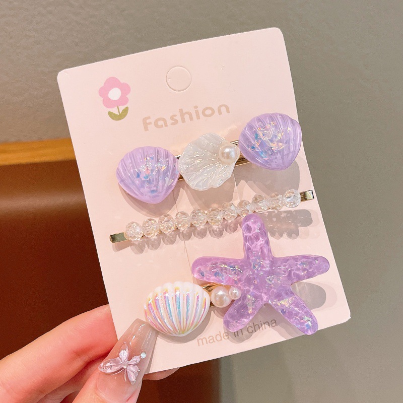 Children Hair Clip Set – 3Pcs Mermaid Tail & Princess Claw Clips, Baby Flyaway Hair Clip, Side Hair Clamps for Girls, Toddler Hair Accessories for Daily Use