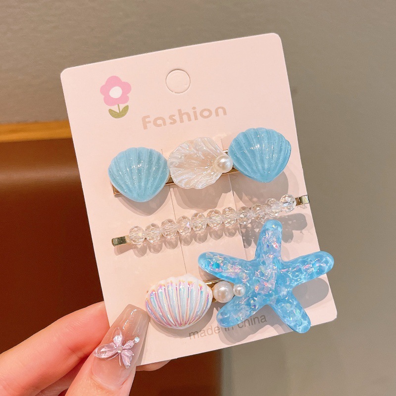 Children Hair Clip Set – 3Pcs Mermaid Tail & Princess Claw Clips, Baby Flyaway Hair Clip, Side Hair Clamps for Girls, Toddler Hair Accessories for Daily Use
