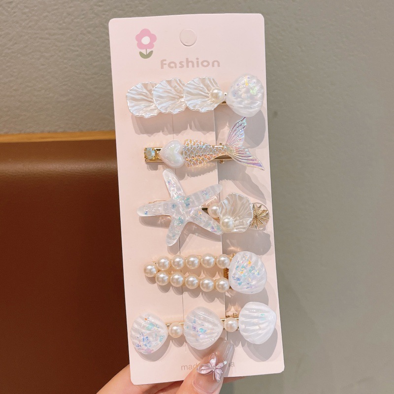 5PCS Kids Hair Clips Set – Mermaid Tail Hair Clips for Girls, Baby Side Clips, Princess Bangs Clamp, Flyaway Hair Holders, Toddler Hair Accessories