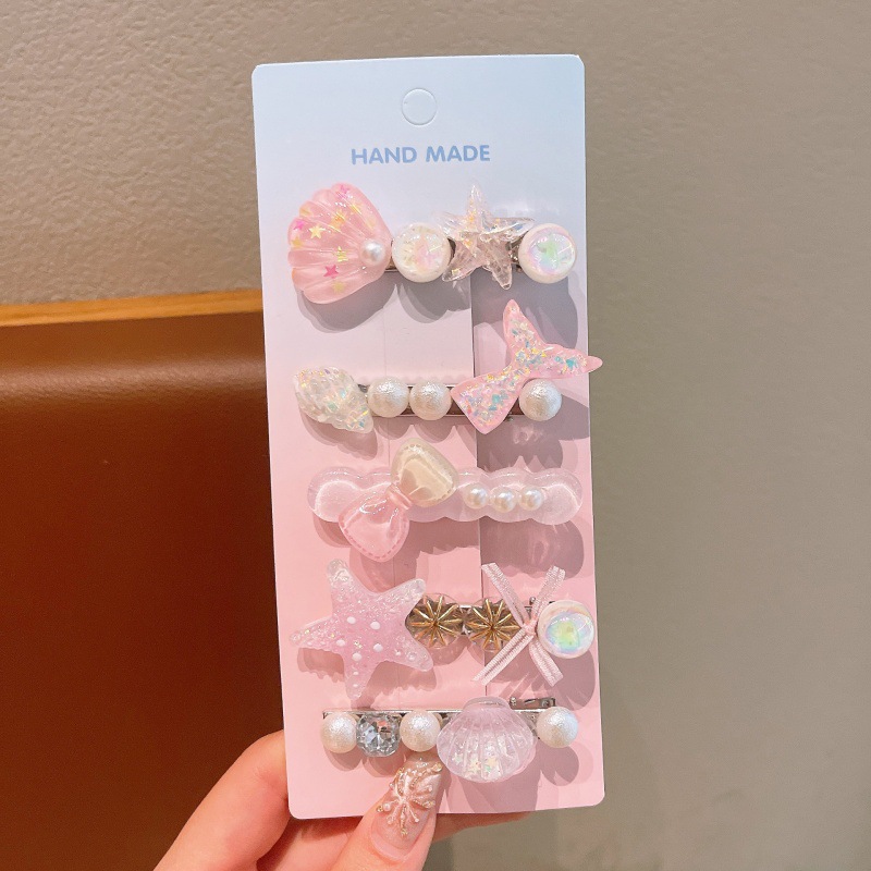 5PCS Kids Hair Clips Set – Mermaid Tail Hair Clips for Girls, Baby Side Clips, Princess Bangs Clamp, Flyaway Hair Holders, Toddler Hair Accessories