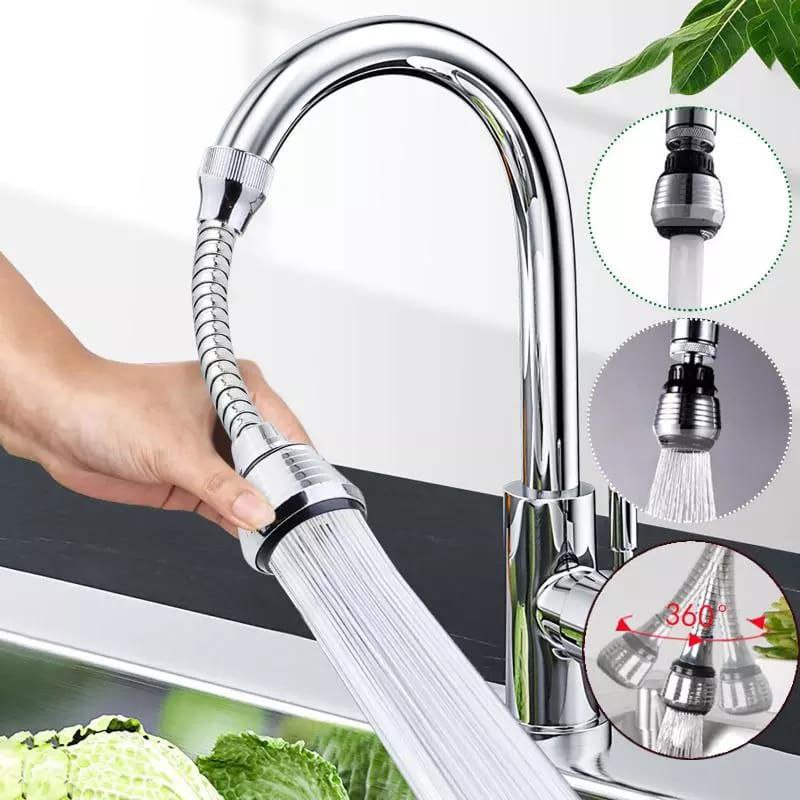 Metallic tap faucet extender – 16cm length chrome finish water flow extender for kitchen sink bathroom basin, universal aerator adapter splash-proof extension arm