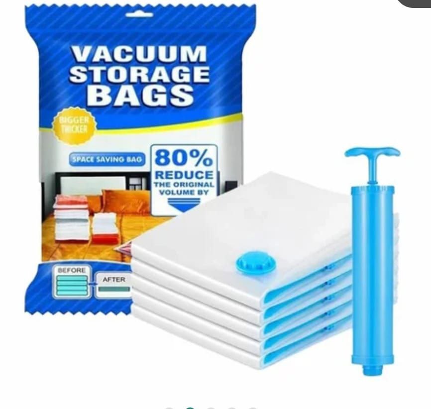 High quality Space Saving,Vacuum Storage Bags ✅Has 5pcs-50*70 cm×2,60*80 cm×2,80*100×1 and one free hand pump ✅ Instructions on how to use the bag,are imprinted on the back