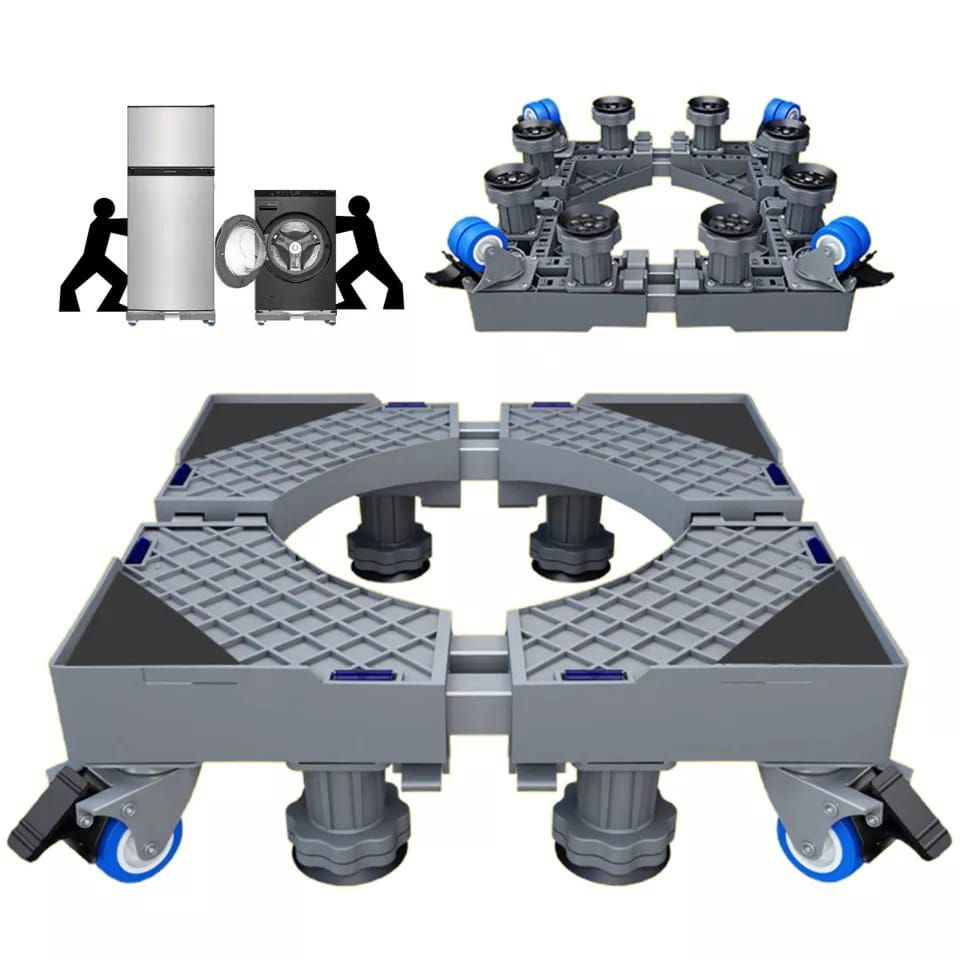 Heavy duty Adjustable base ▫10cm high* ▫ Easy to move and clean ▫Easy to assemble and have push button lock ▫ Brake fixing function ▫ADJUSTABLE SIZE ▫HAS DOUBLE WHEELS:The moving roller is applied
