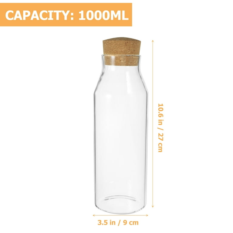 Airtight Glass Bottle spongy Bamboo Cork Leak Proof Transparent Storage Container for Kitchen, Oils,Juices, Vinegar, and Spices – Eco Friendly Reusable Glass Jar 500ml for all purpose ie fermentation