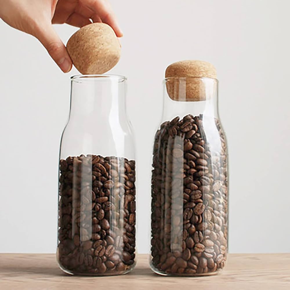 Airtight Glass Bottle spongy Bamboo Cork Leak Proof Transparent Storage Container for Kitchen, Oils,Juices, Vinegar, and Spices – Eco Friendly Reusable Glass Jar 500ml for all purpose ie fermentation