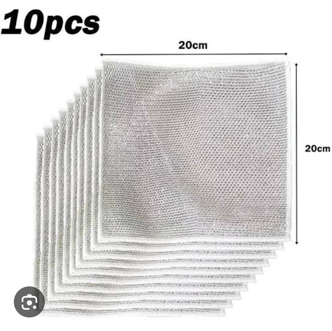High quality 10pcs pack silver rag double sided cleaning pads, does not get torn, good for nonstick sufurias too