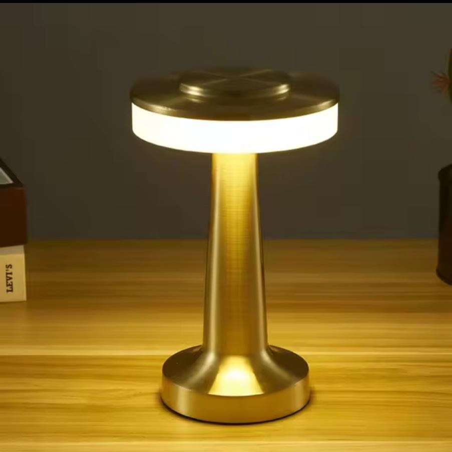 Dumbell Table Lamp, Modern Gold Cordless LED Table Lamp With Touch Control & USB-C Rechargeable Battery, Portable Desk Lamp, Rechargeable LED Lamp, Gold Accent Lamp, Dimmable Touch Lamp.