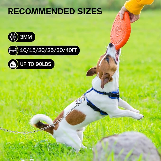 Heavy Duty Dog Chain for Yard- Metal Dog Chain Leash Chew Proof,Long Dog Lead for Outside with Strong Swivel Hook,Outdoor Dog Runner for Camping,Dog Tie Out Cable for Small Medium Dog