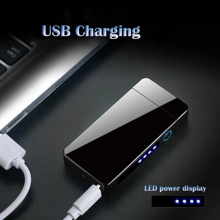 High quality Dual Arc Lighter Plasma Flameless Rechargeable Electric Lighter for Cigarette with LED Power Display