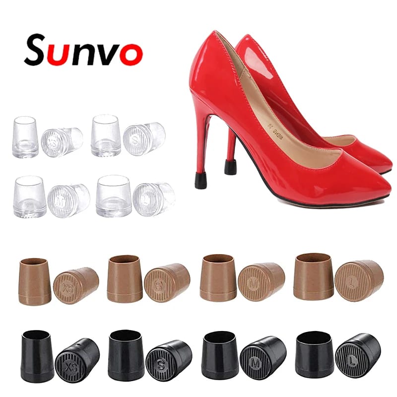 Heel caps, High Heel Protectors Heel Caps Shoes Replacement Tips Pin Non-Slip Anti-Noise Stiletto Heel Stoppers Covers Silent for Repairing Shoes Grass Wedding Gravel Wetlands Outdoor Events Black 1