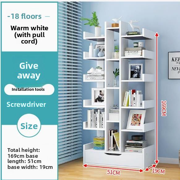 Bookshelf Multi-layer space-saving locker Household bedroom Simple floor shelf Student study Bookcase storage rack