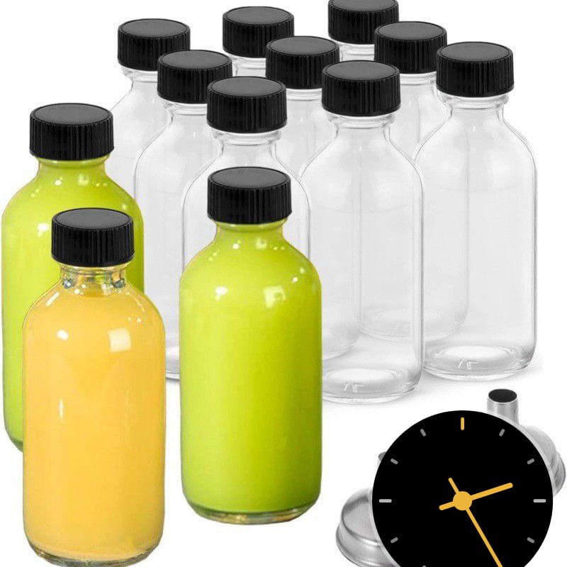Set of 5 Gingershots Glass Bottles set of 5 ▫Material: Glass with Black Plastic Lid ▫Reusable ▫Capacity: 60ml